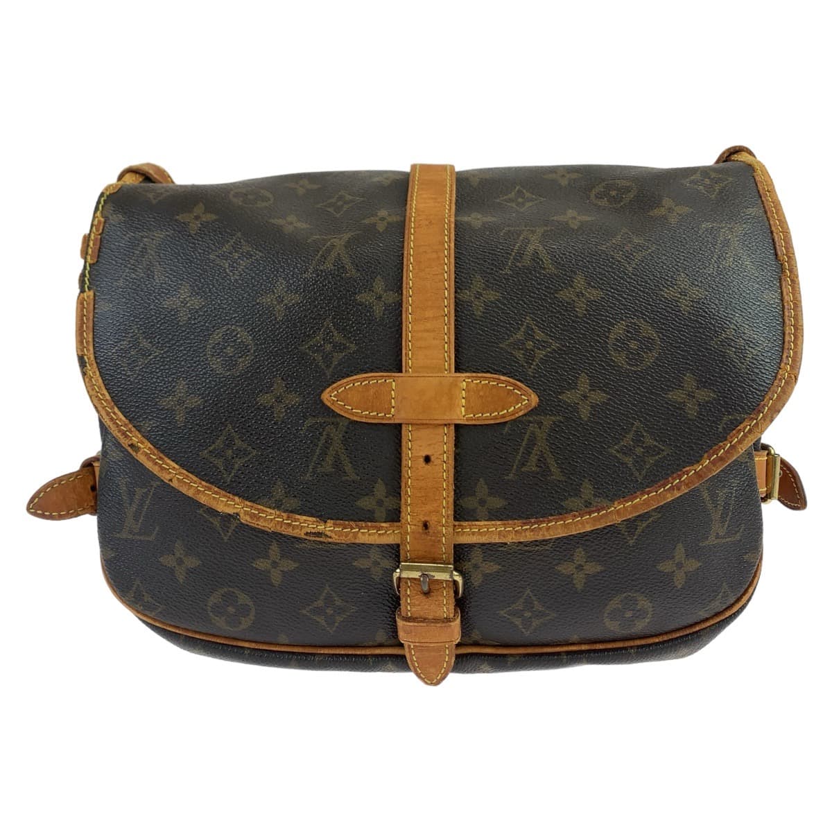 LOUIS VUITTON ルイヴィトン モノグラム ソミュール30 ブラウン ゴールド金具 PVC / レザー M42256 ショルダーバッグ 斜め掛け  レディース