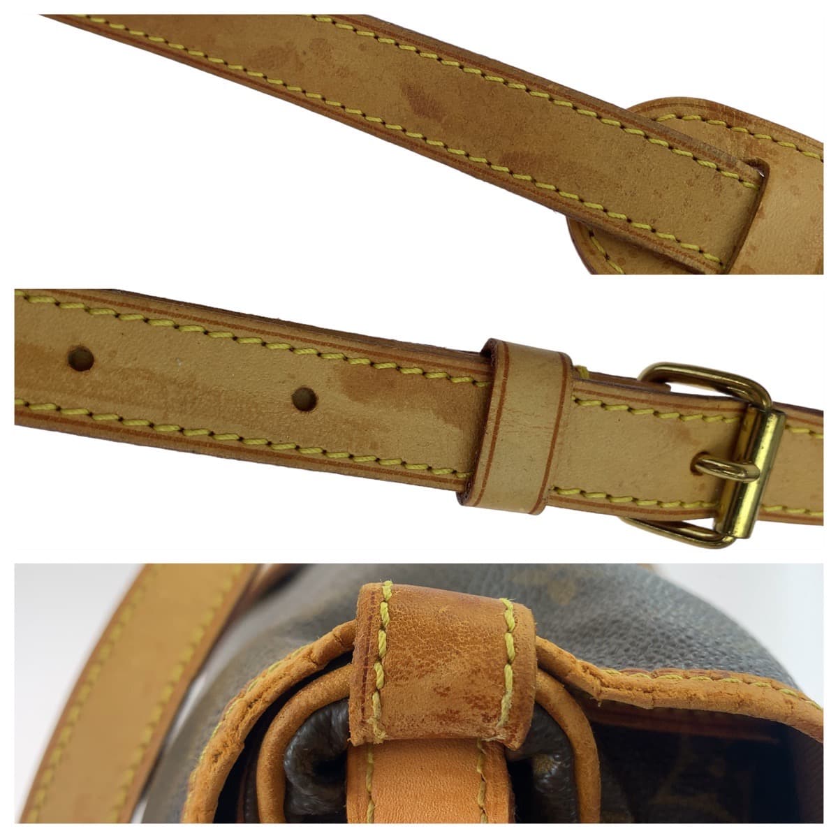 LOUIS VUITTON ルイヴィトン モノグラム ソミュール30 ブラウン ゴールド金具 PVC / レザー M42256 ショルダーバッグ 斜め掛け  レディース