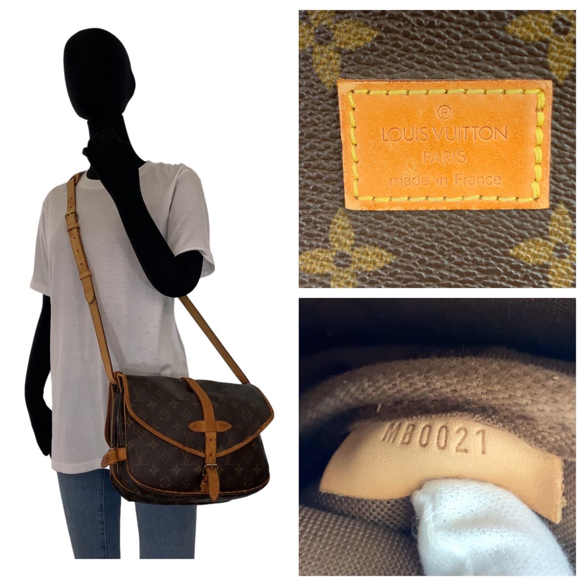 LOUIS VUITTON ルイヴィトン モノグラム ソミュール30 ブラウン ゴールド金具 PVC / レザー M42256 ショルダーバッグ 斜め掛け  レディース