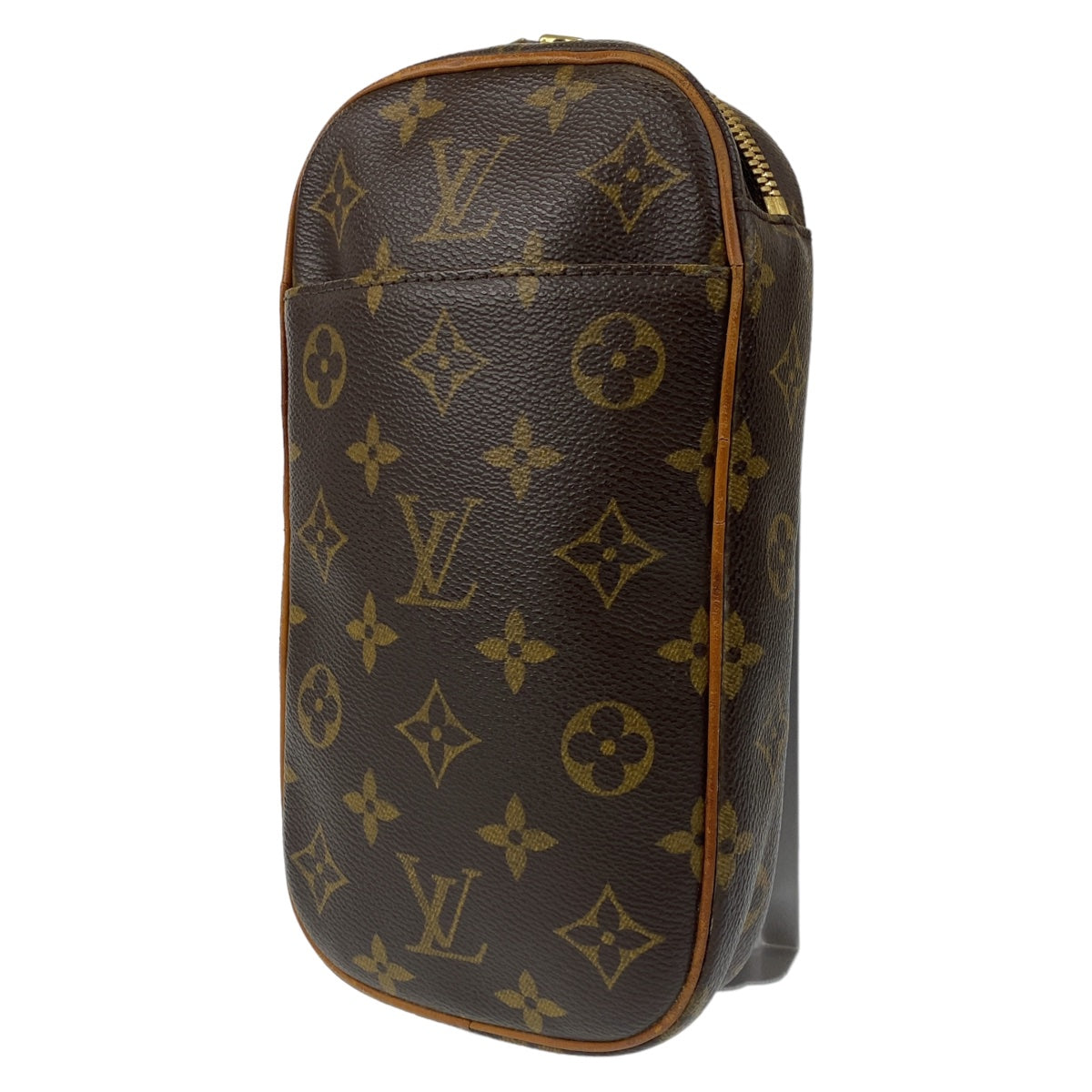 LOUIS VUITTON ルイヴィトン モノグラム ポシェットガンジュ ブラウン 茶 ゴールド金具 PVC M51870 ボディバッグ 斜め掛け バムバッグ  メンズ