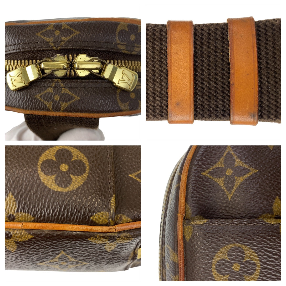 LOUIS VUITTON ルイヴィトン モノグラム ポシェットガンジュ ブラウン 茶 ゴールド金具 PVC M51870 ボディバッグ 斜め掛け バムバッグ  メンズ