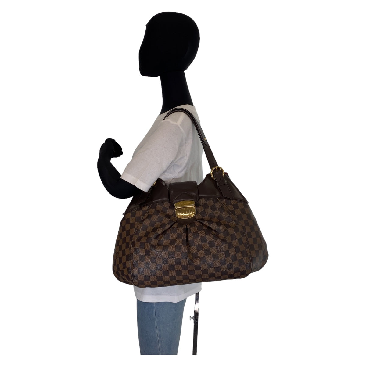 LOUIS VUITTON ルイヴィトン ダミエ エベヌ システィナGM ブラウン 茶 ゴールド金具 PVC N41540 ショルダーバッグ 肩掛け  レディース