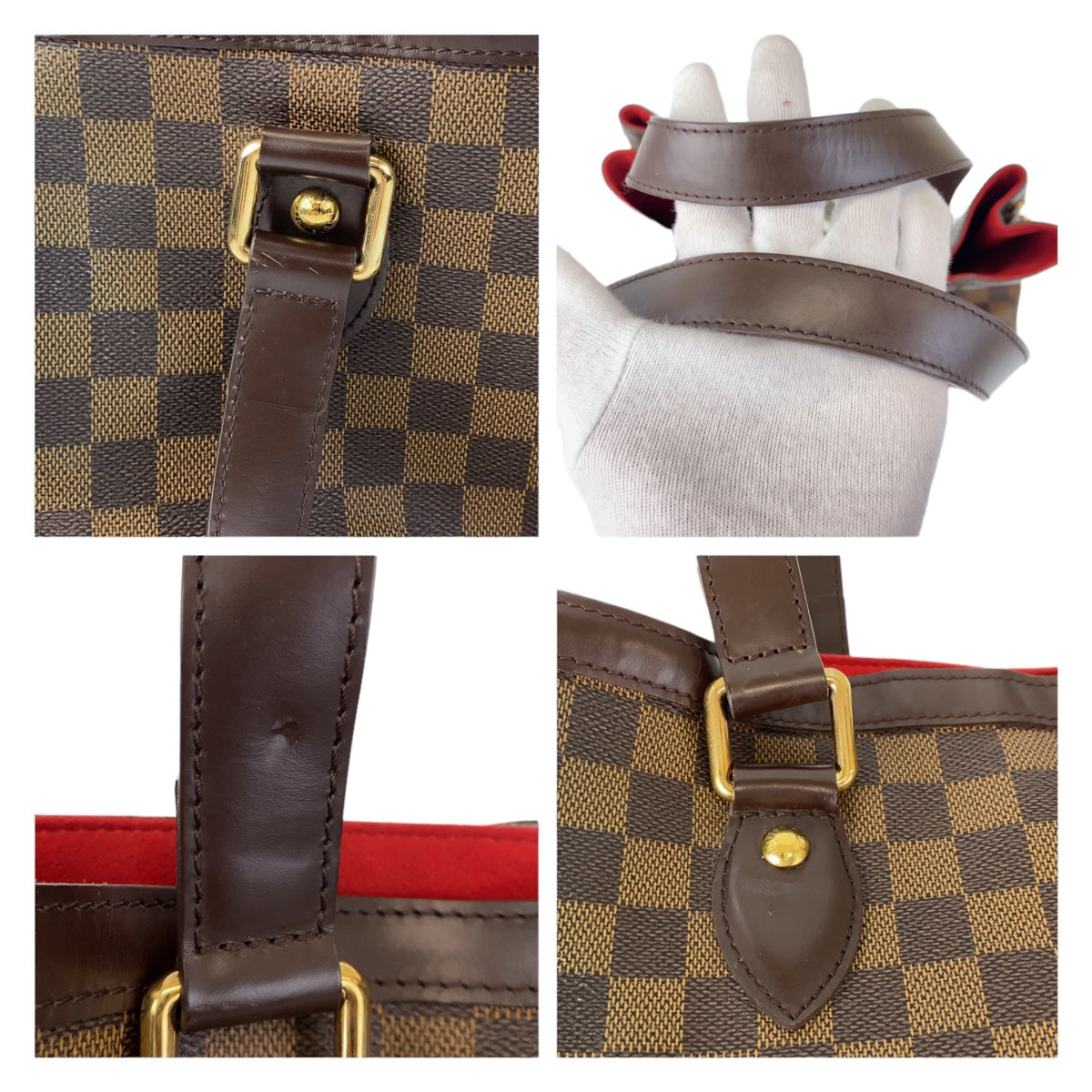 LOUIS VUITTON ルイヴィトン ダミエ ハムステッドPM ブラウン 茶 ゴールド金具 PVC N51205 ハンドバッグ トートバッグ  レディース