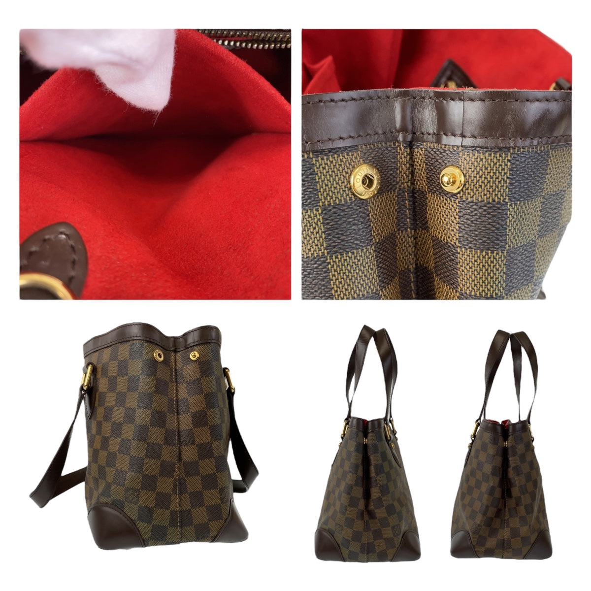 LOUIS VUITTON ルイヴィトン ダミエ ハムステッドPM ブラウン 茶 ゴールド金具 PVC N51205 ハンドバッグ トートバッグ  レディース