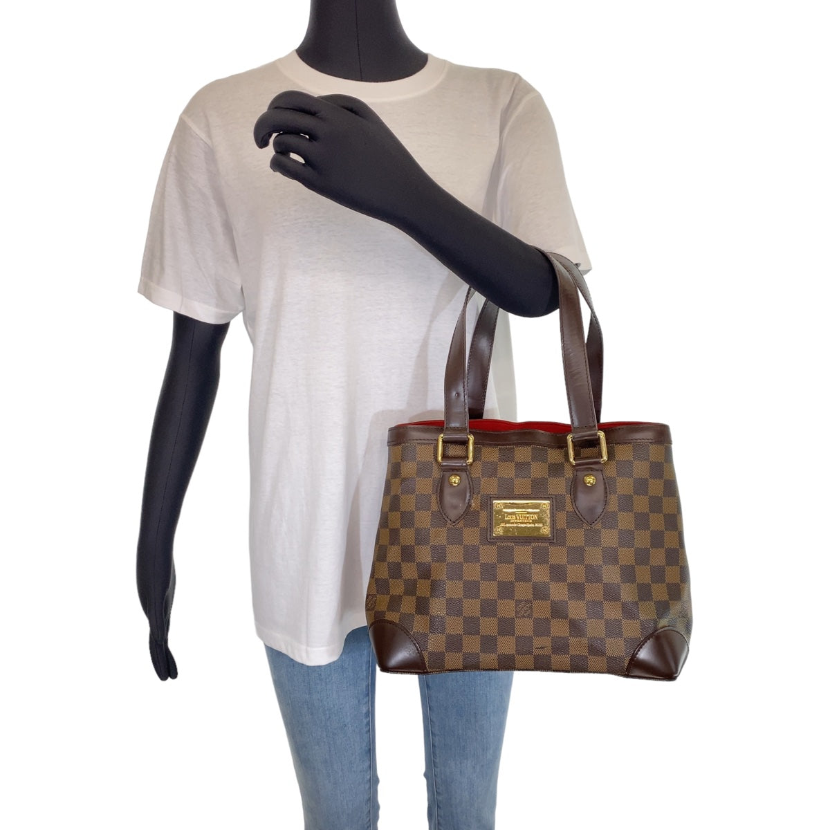 LOUIS VUITTON ルイヴィトン ダミエ ハムステッドPM ブラウン 茶 ゴールド金具 PVC N51205 ハンドバッグ トートバッグ  レディース