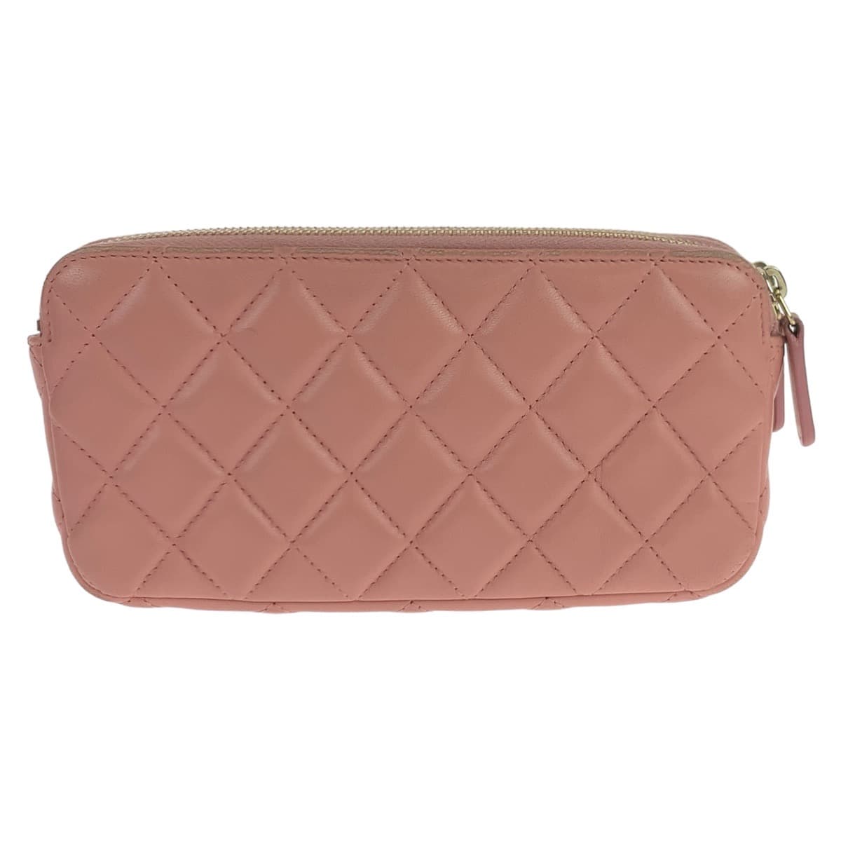 12497
CHANEL シャネル マトラッセ ココマーク ダブルファスナー ピンク ゴールド金具 ラムスキン A82527 チェーンウォレット ショルダーバッグ  レディース