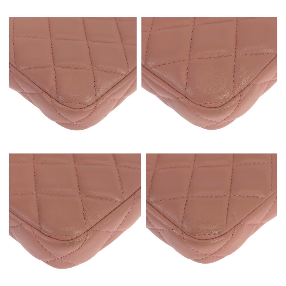 12497
CHANEL シャネル マトラッセ ココマーク ダブルファスナー ピンク ゴールド金具 ラムスキン A82527 チェーンウォレット ショルダーバッグ  レディース