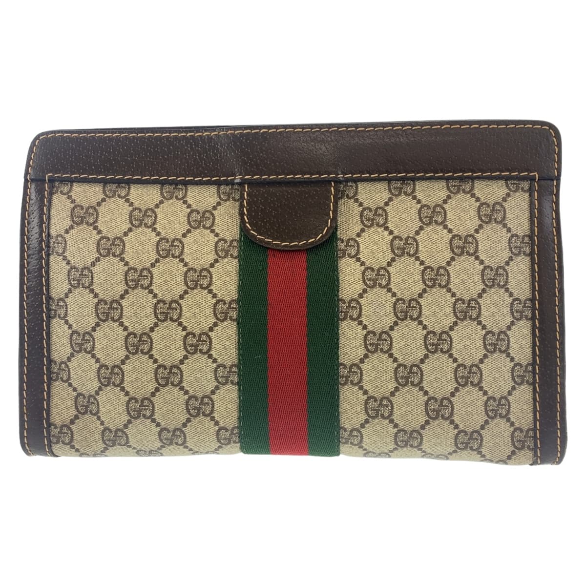 10925
GUCCI グッチ ヴィンテージ シェリーライン GG柄 オールドグッチ ベージュ ブラウン 茶 GGキャンバス / レザー クラッチバッグ セカンドバッグ  メンズ