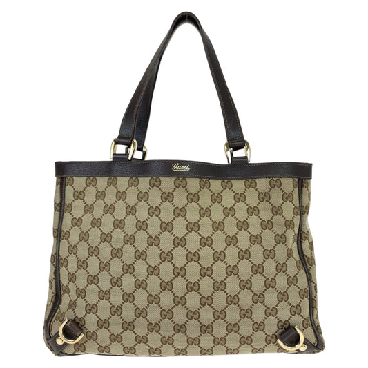 10926
GUCCI グッチ アビー ベージュ ブラウン ゴールド金具 GGキャンバス / レザー 170004 トートバッグ ショルダーバッグ  レディース