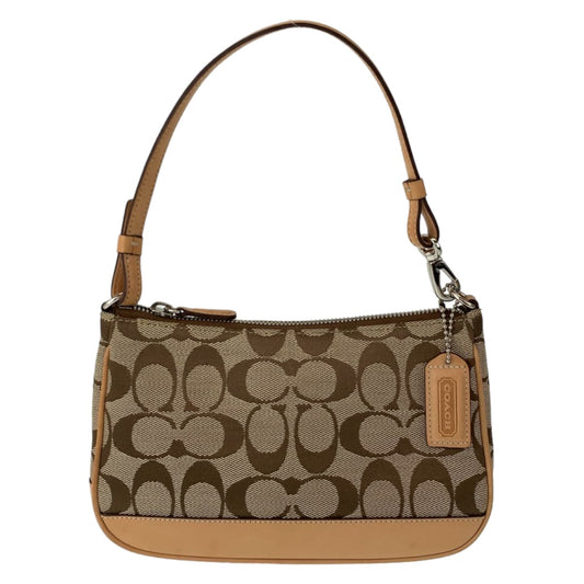COACH コーチ シグネチャー ベージュ シルバー金具 キャンバス ハンドバッグ ミニハンドバッグ アクセサリーポーチ  レディース
