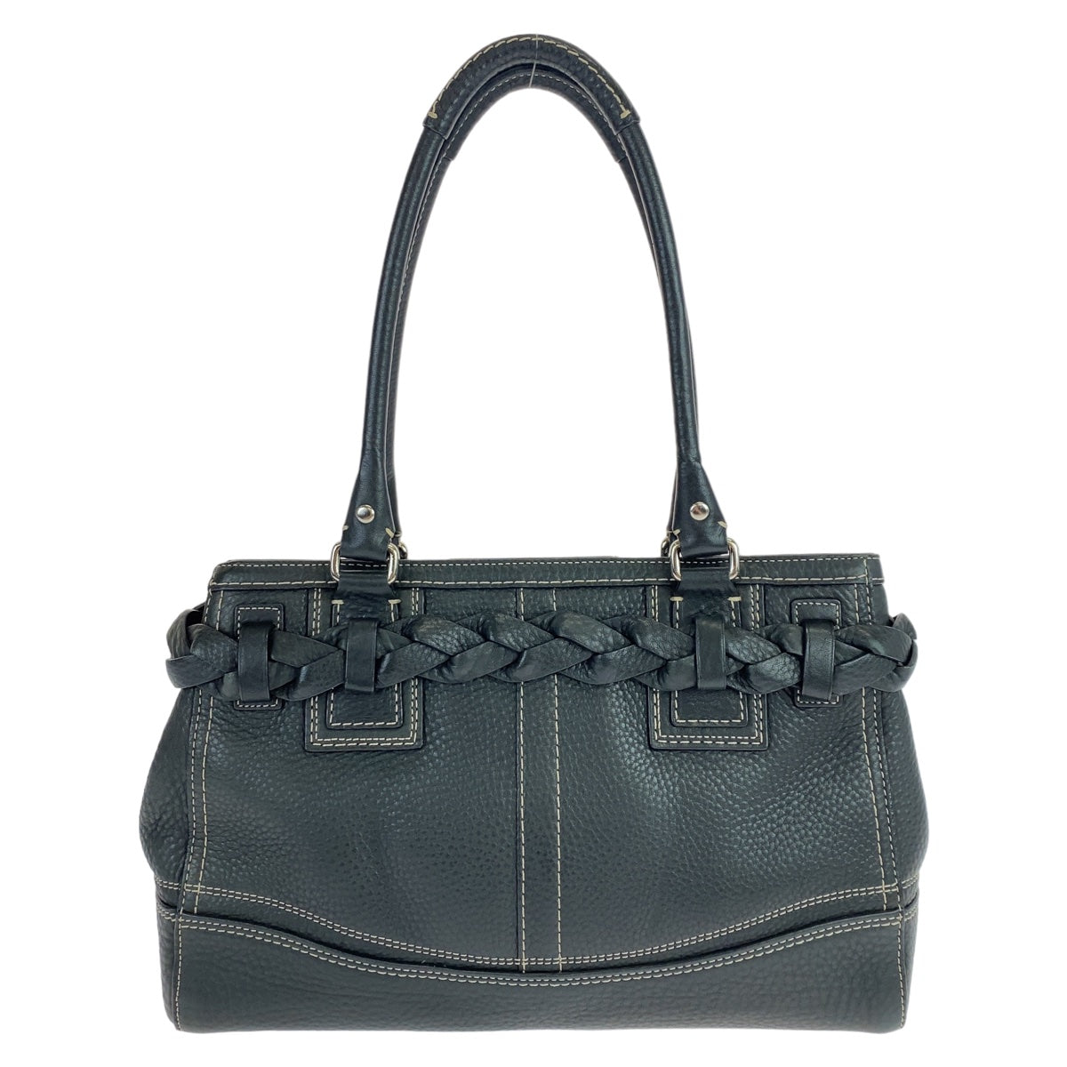 12495
COACH コーチ ハンプトンズ ペプルド タッセル ブラック シルバー金具 レザー F13084 トートバッグ ハンドバッグ  レディース