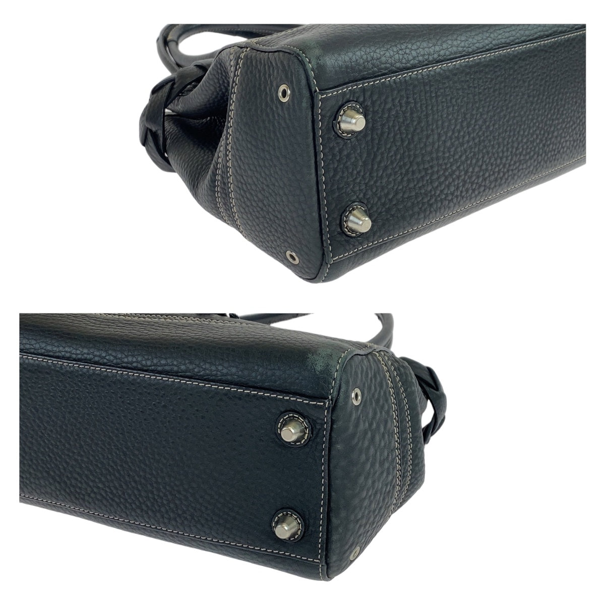 12495
COACH コーチ ハンプトンズ ペプルド タッセル ブラック シルバー金具 レザー F13084 トートバッグ ハンドバッグ  レディース