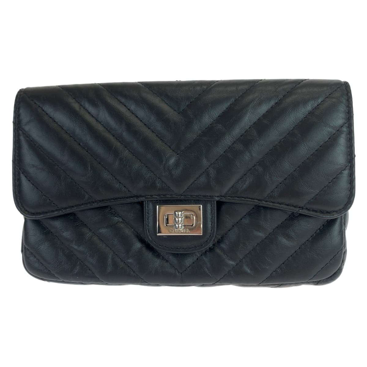 10927
CHANEL シャネル シェブロン Vステッチ ターンロック ランダムシリアル ブラック 黒 シルバー金具 ラムスキン ショルダーバッグ 斜め掛け  レディース