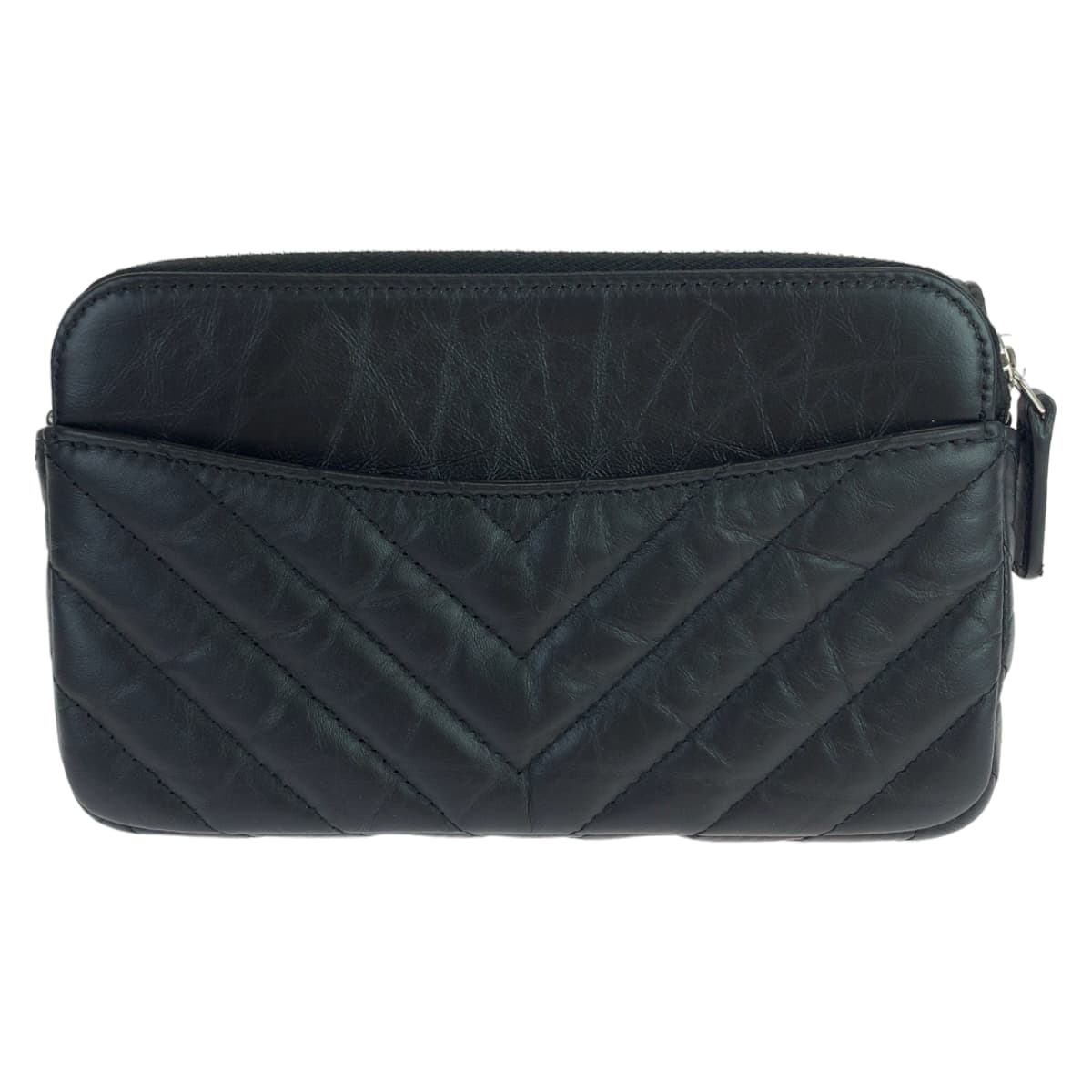 10927
CHANEL シャネル シェブロン Vステッチ ターンロック ランダムシリアル ブラック 黒 シルバー金具 ラムスキン ショルダーバッグ 斜め掛け  レディース