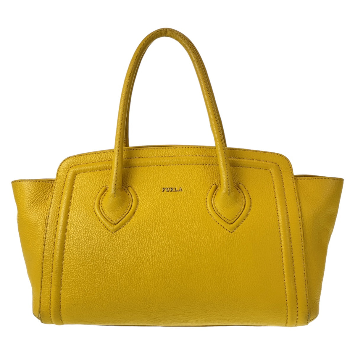 Furla フルラ カレッジ イエロー 黄 ゴールド金具 レザー ショルダーバッグ 肩掛け  レディース
