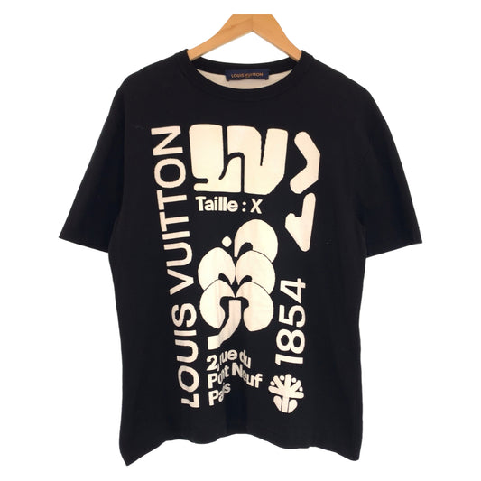 10933
LOUIS VUITTON ルイヴィトン インターシャニット グラフィックロゴ サイズM ブラック 黒 ホワイト コットン HIN96W 半袖ニット 半袖Tシャツ カットソー  メンズ
