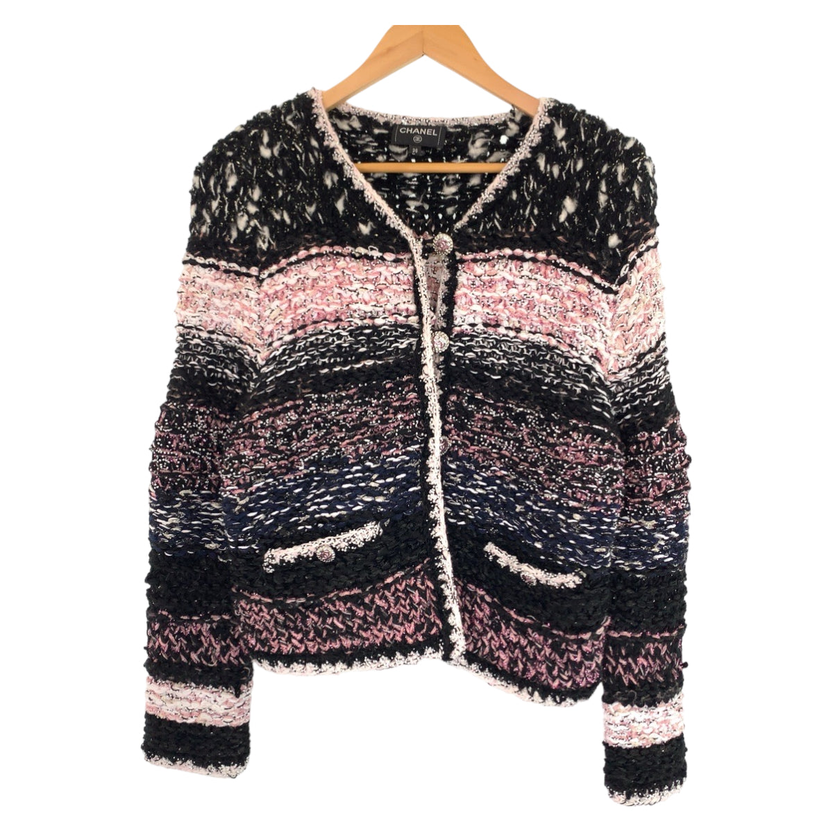 10934
CHANEL シャネル ココマーク サイズ36 ピンク マルチカラー シルバー金具 ウール P73552 ニット カーディガン ジャケット  レディース