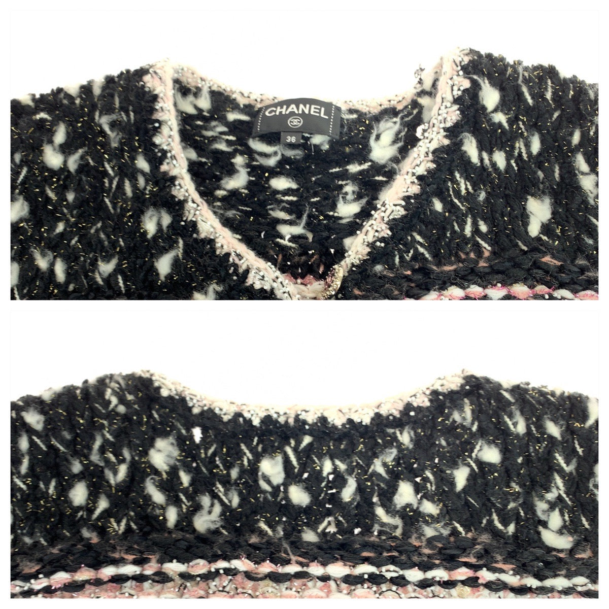 10934
CHANEL シャネル ココマーク サイズ36 ピンク マルチカラー シルバー金具 ウール P73552 ニット カーディガン ジャケット  レディース