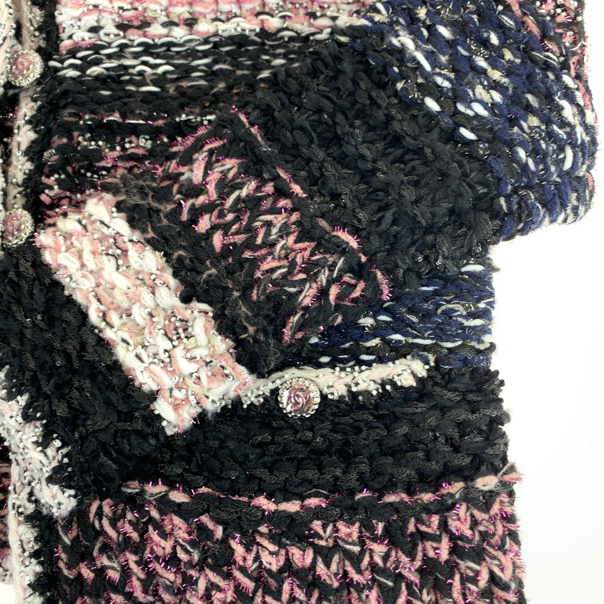 10934
CHANEL シャネル ココマーク サイズ36 ピンク マルチカラー シルバー金具 ウール P73552 ニット カーディガン ジャケット  レディース