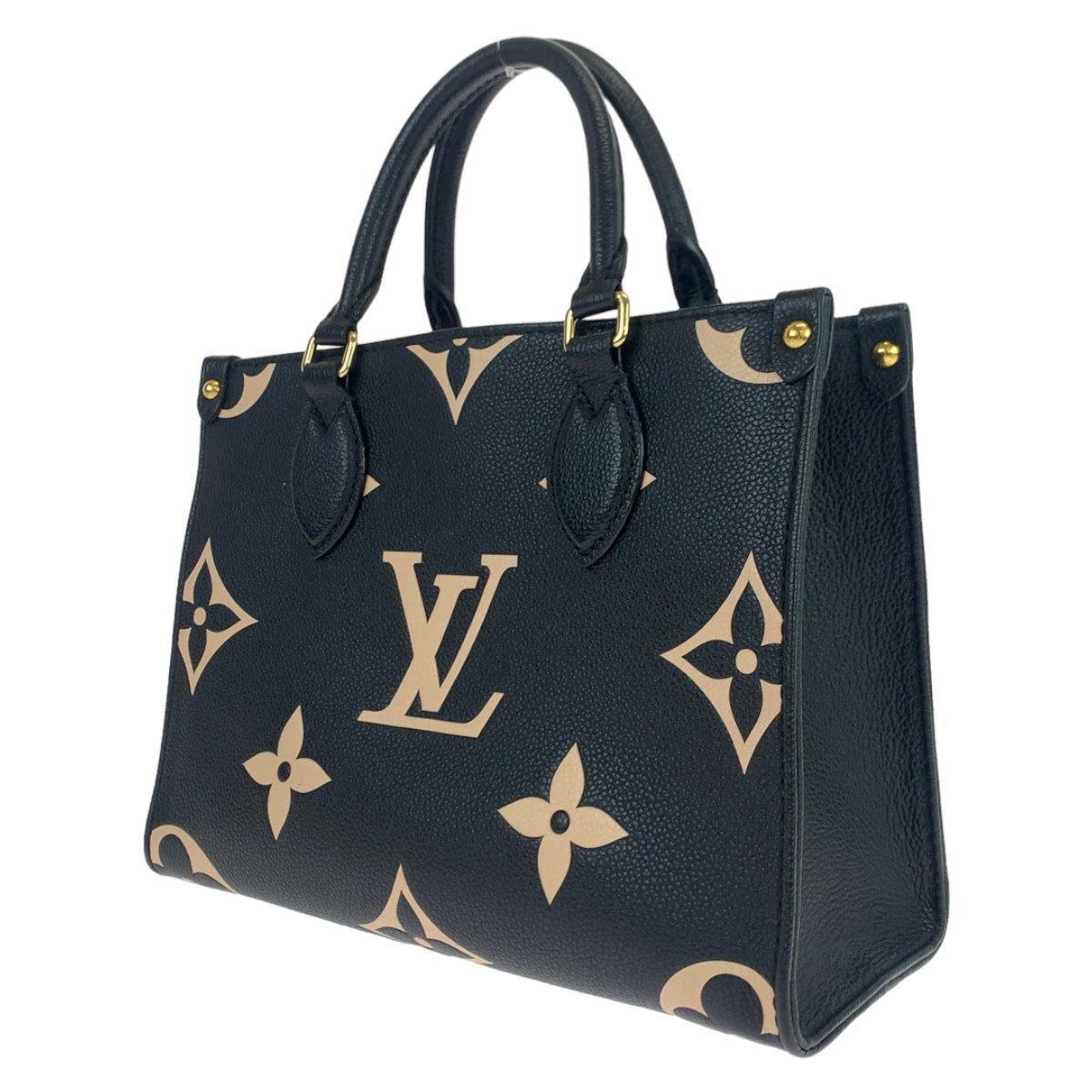 LOUIS VUITTON ルイヴィトン モノグラム アンプラント オンザゴーPM ブラック 黒 ベージュ ゴールド金具 レザー M45659 ハンドバッグ トートバッグ  レディース