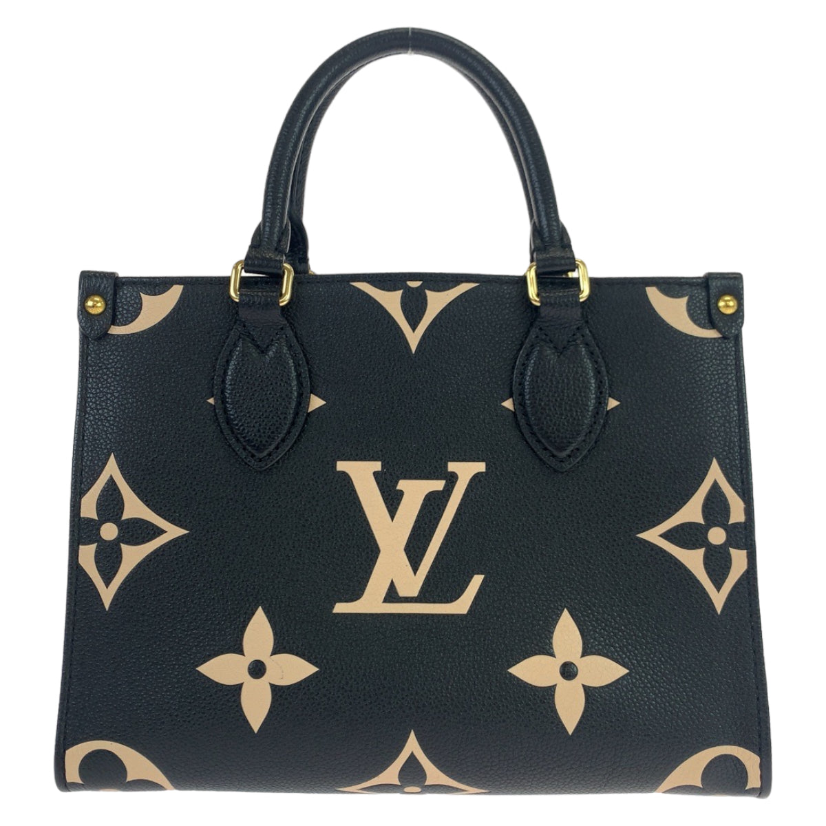 LOUIS VUITTON ルイヴィトン モノグラム アンプラント オンザゴーPM ブラック 黒 ベージュ ゴールド金具 レザー M45659 ハンドバッグ トートバッグ  レディース