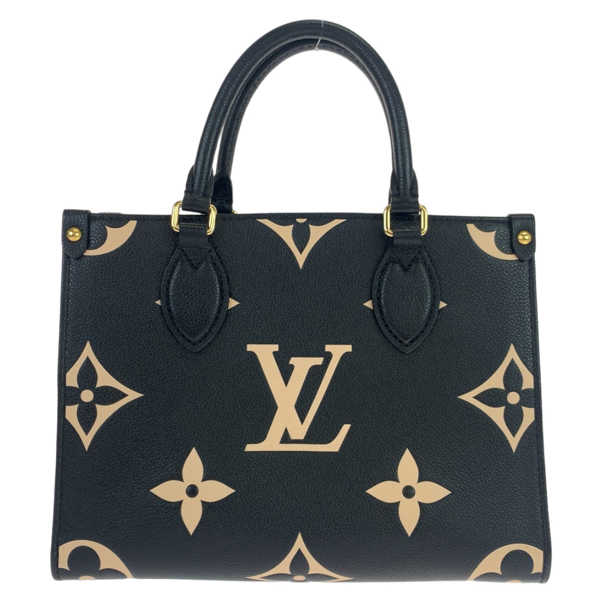 LOUIS VUITTON ルイヴィトン モノグラム アンプラント オンザゴーPM ブラック 黒 ベージュ ゴールド金具 レザー M45659 ハンドバッグ トートバッグ  レディース