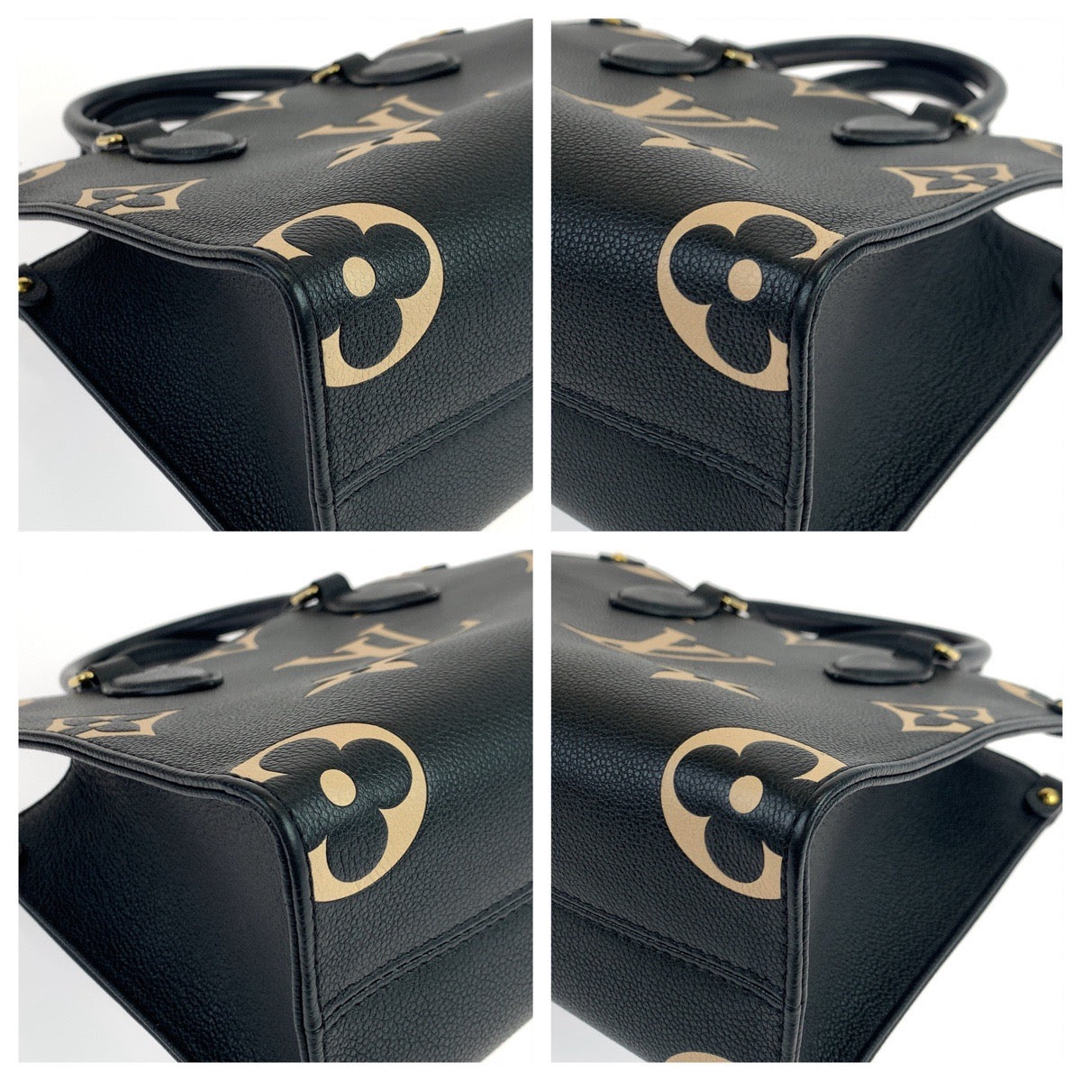 LOUIS VUITTON ルイヴィトン モノグラム アンプラント オンザゴーPM ブラック 黒 ベージュ ゴールド金具 レザー M45659 ハンドバッグ トートバッグ  レディース
