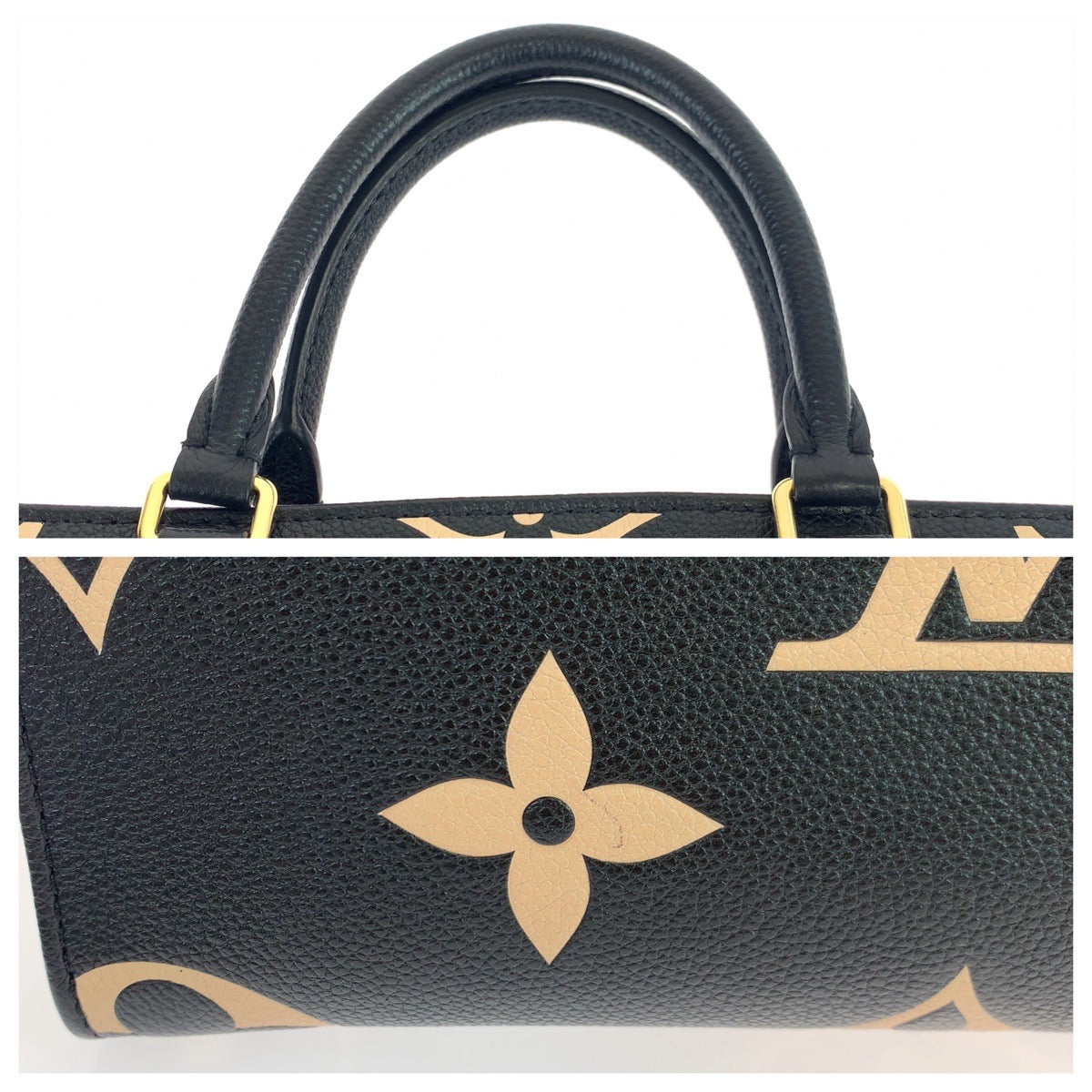 LOUIS VUITTON ルイヴィトン モノグラム アンプラント オンザゴーPM ブラック 黒 ベージュ ゴールド金具 レザー M45659 ハンドバッグ トートバッグ  レディース