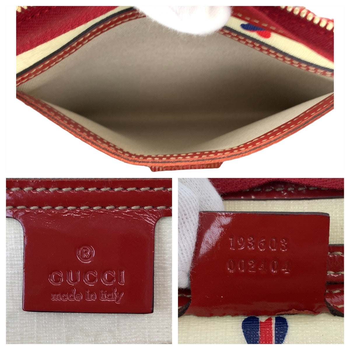 GUCCI グッチ GGスプリーム GG柄 ホワイト 白 赤 シルバー金具 PVC 193603 ボストンバッグ ハンドバッグ  レディース