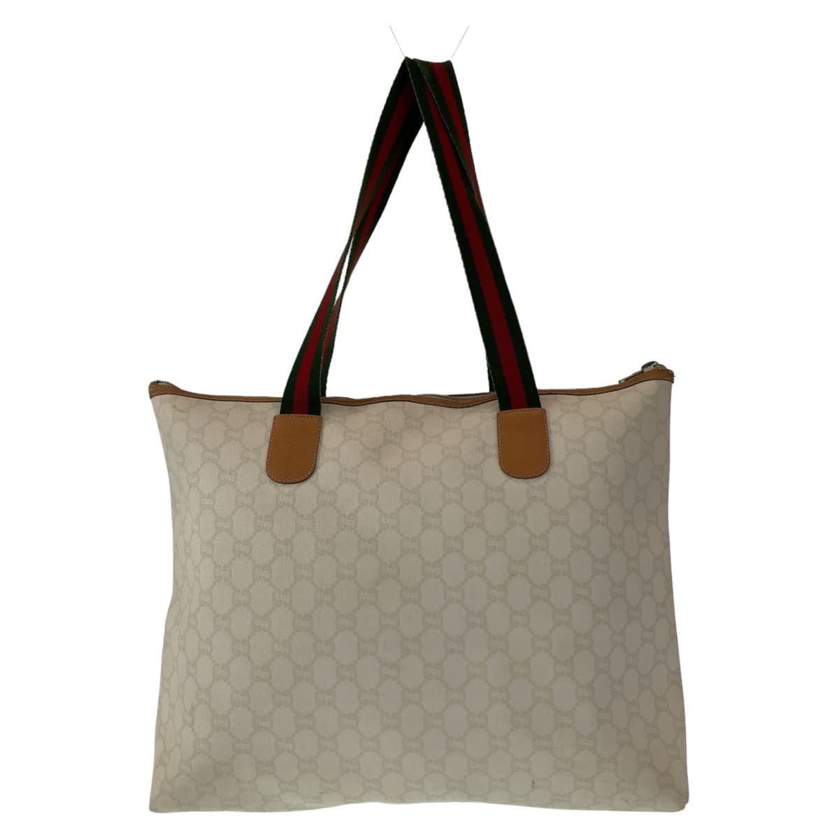 10948
GUCCI グッチ ヴィンテージ シェリーライン オールドグッチ GGプラス GG柄 ホワイト シルバー金具 PVC トートバッグ ハンドバッグ  レディース