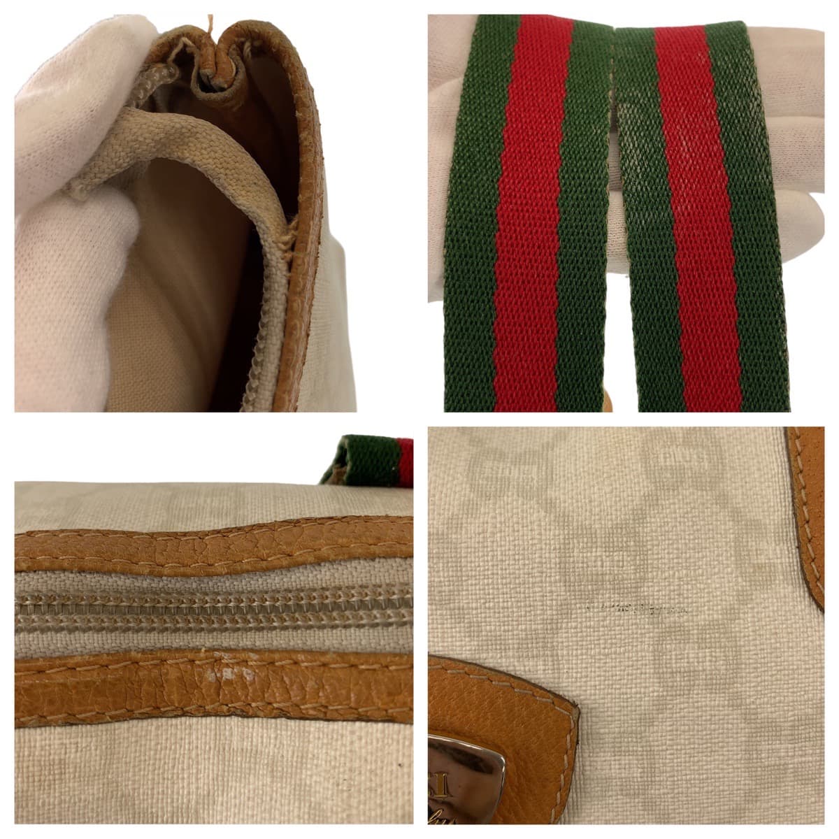 10948
GUCCI グッチ ヴィンテージ シェリーライン オールドグッチ GGプラス GG柄 ホワイト シルバー金具 PVC トートバッグ ハンドバッグ  レディース