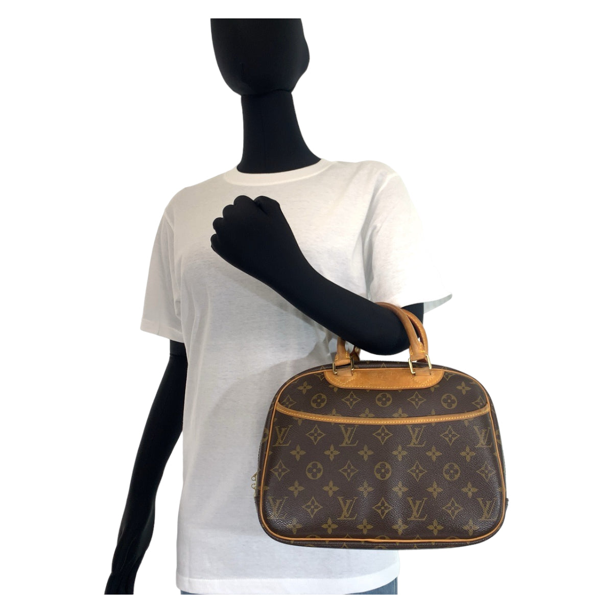 10949
LOUIS VUITTON ルイヴィトン モノグラム トゥルーヴィル ブラウン ベージュ PVC / レザー M42228 ハンドバッグ ボストンバッグ  レディース