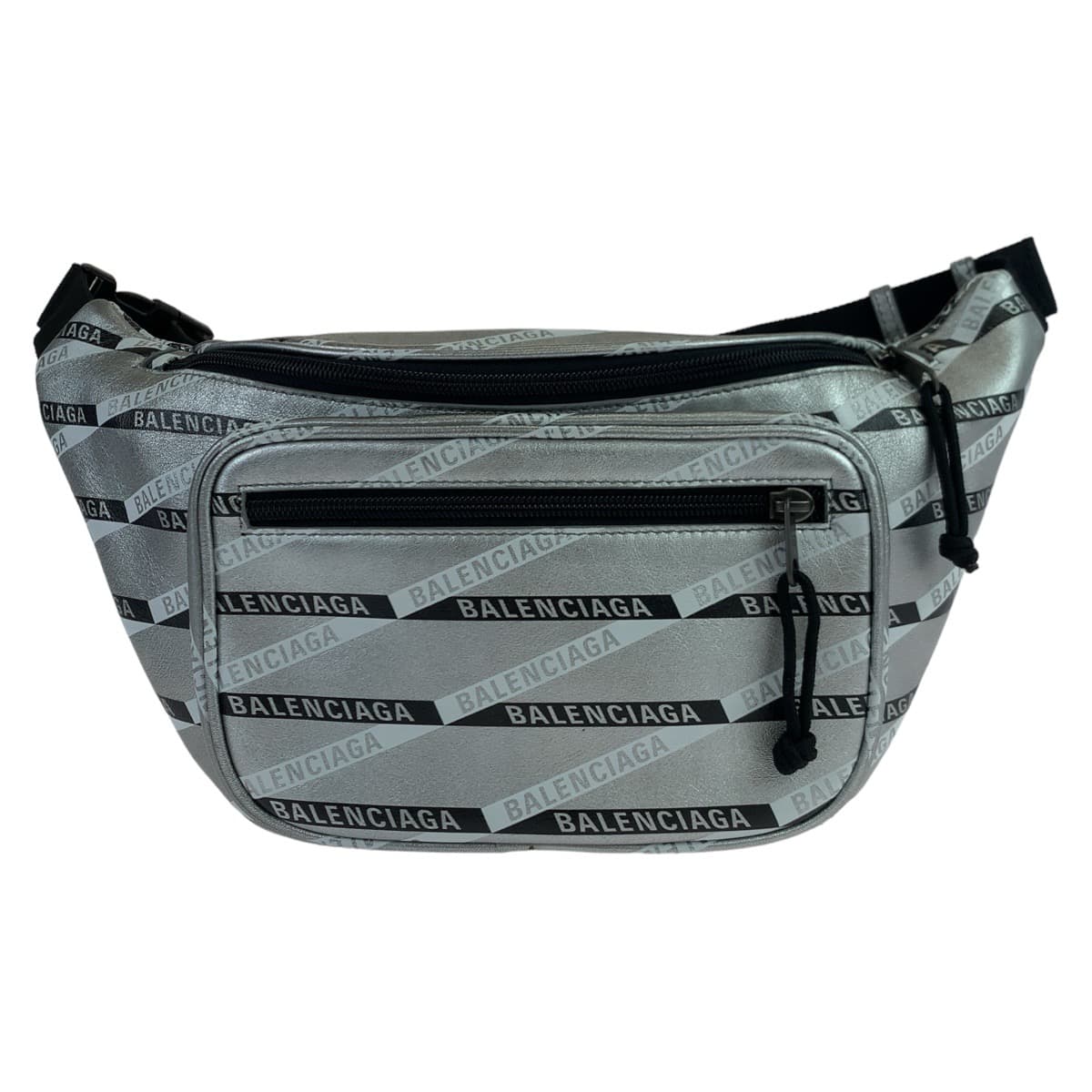 10951
BALENCIAGA バレンシアガ エクスプローラー シルバー ブラック金具 レザー ウエストバッグ ボディバッグ バムバッグ  メンズ