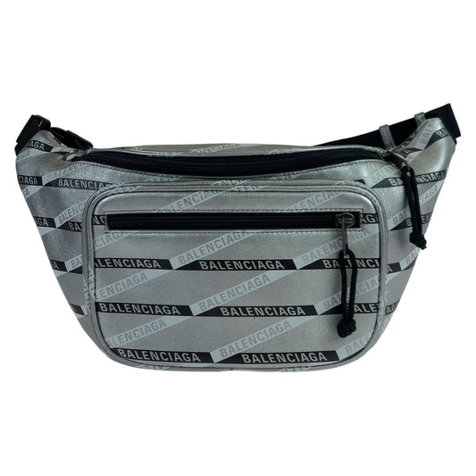 10951
BALENCIAGA バレンシアガ エクスプローラー シルバー ブラック金具 レザー ウエストバッグ ボディバッグ バムバッグ  メンズ