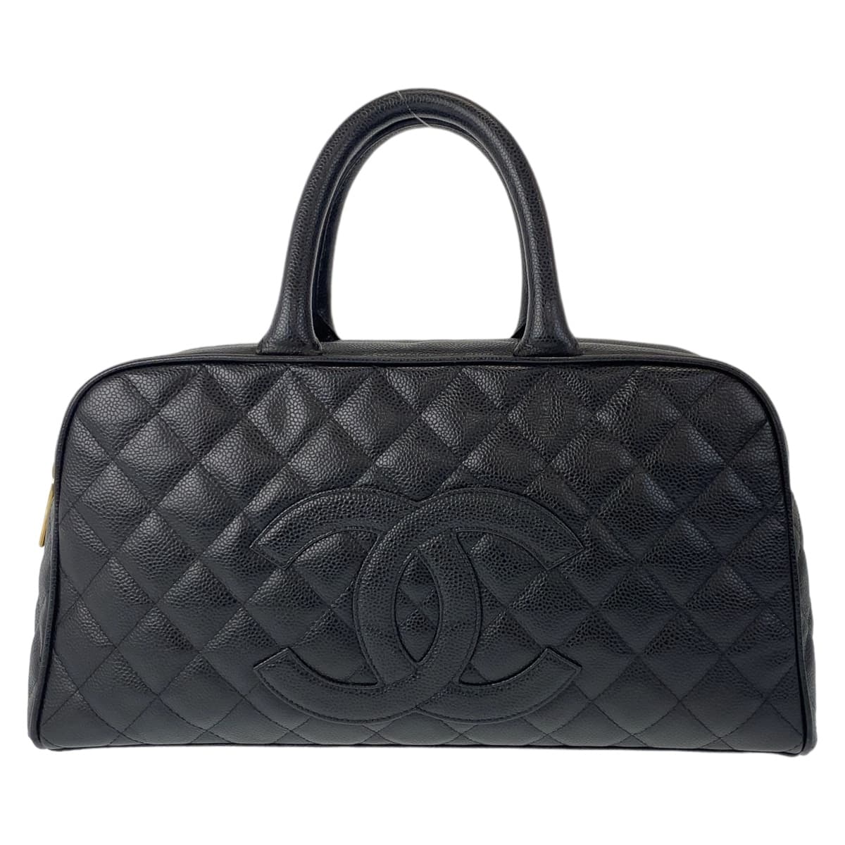 10953
CHANEL シャネル ヴィンテージ マトラッセ ココマーク ハンドバッグ ブラック 黒 ゴールド金具 キャビアスキン ボストンバッグ ミニボストンバッグ  レディース