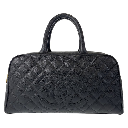 10953
CHANEL シャネル ヴィンテージ マトラッセ ココマーク ハンドバッグ ブラック 黒 ゴールド金具 キャビアスキン ボストンバッグ ミニボストンバッグ  レディース