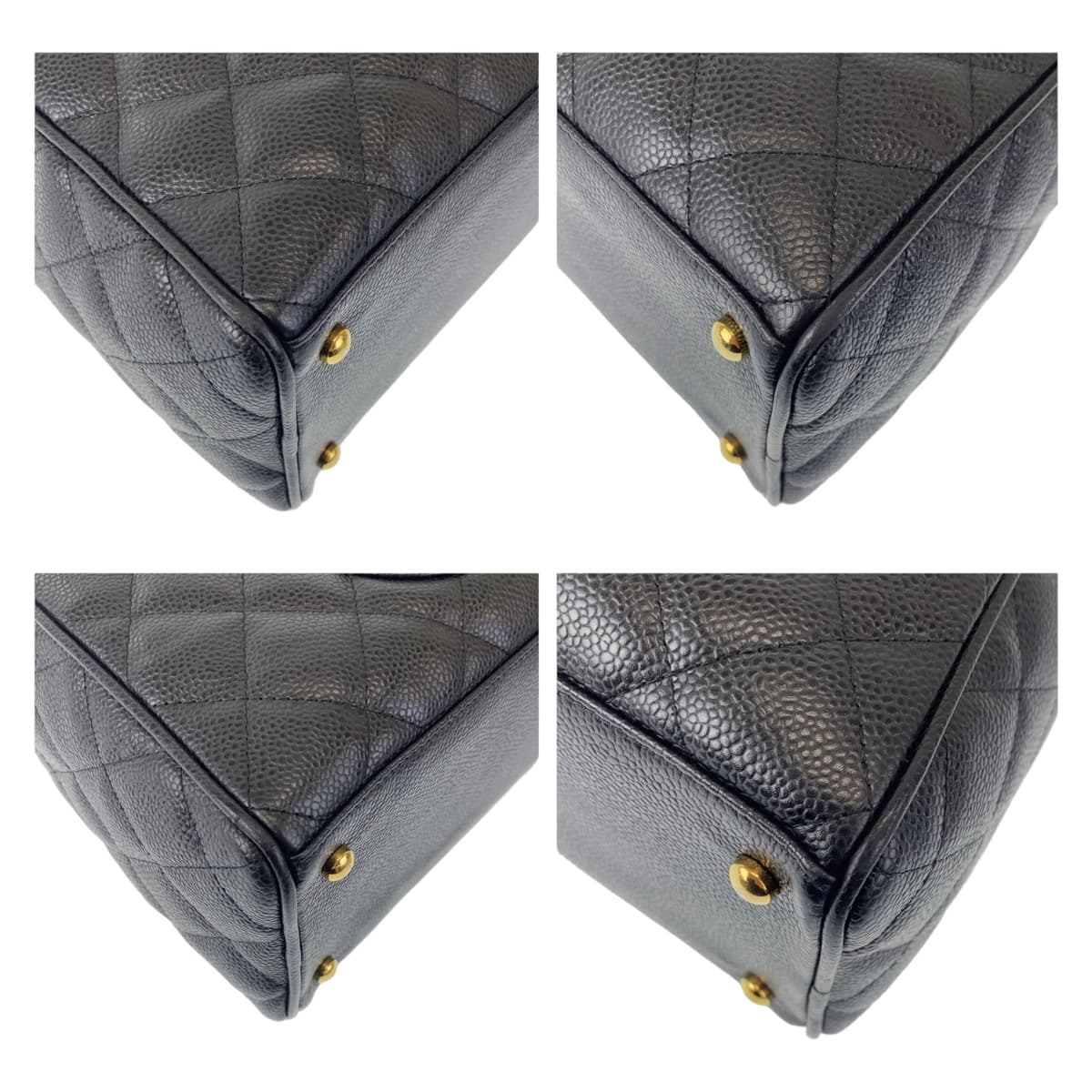 10953
CHANEL シャネル ヴィンテージ マトラッセ ココマーク ハンドバッグ ブラック 黒 ゴールド金具 キャビアスキン ボストンバッグ ミニボストンバッグ  レディース