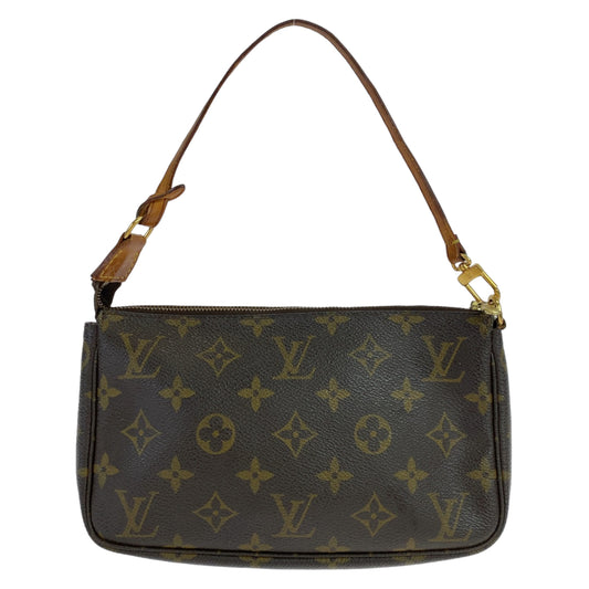 10955
LOUIS VUITTON ルイヴィトン モノグラム ポシェットアクセソワール ブラウン ゴールド金具 PVC M51980 ハンドバッグ アクセサリーポーチ  レディース