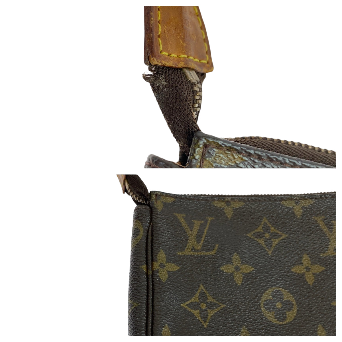 10955
LOUIS VUITTON ルイヴィトン モノグラム ポシェットアクセソワール ブラウン ゴールド金具 PVC M51980 ハンドバッグ アクセサリーポーチ  レディース