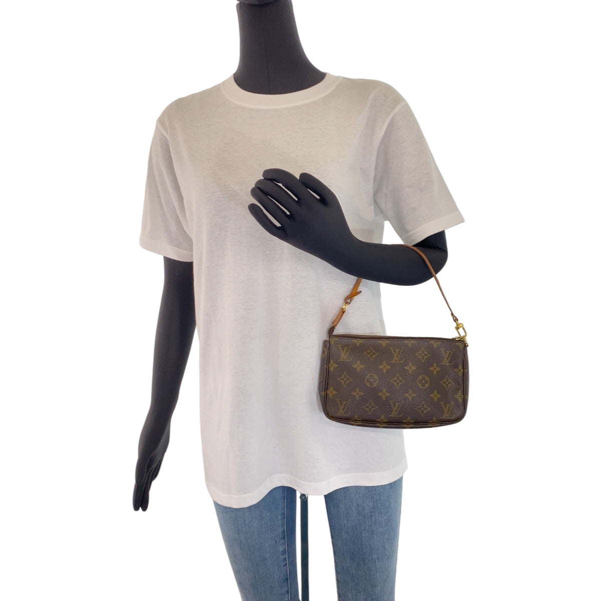 10955
LOUIS VUITTON ルイヴィトン モノグラム ポシェットアクセソワール ブラウン ゴールド金具 PVC M51980 ハンドバッグ アクセサリーポーチ  レディース