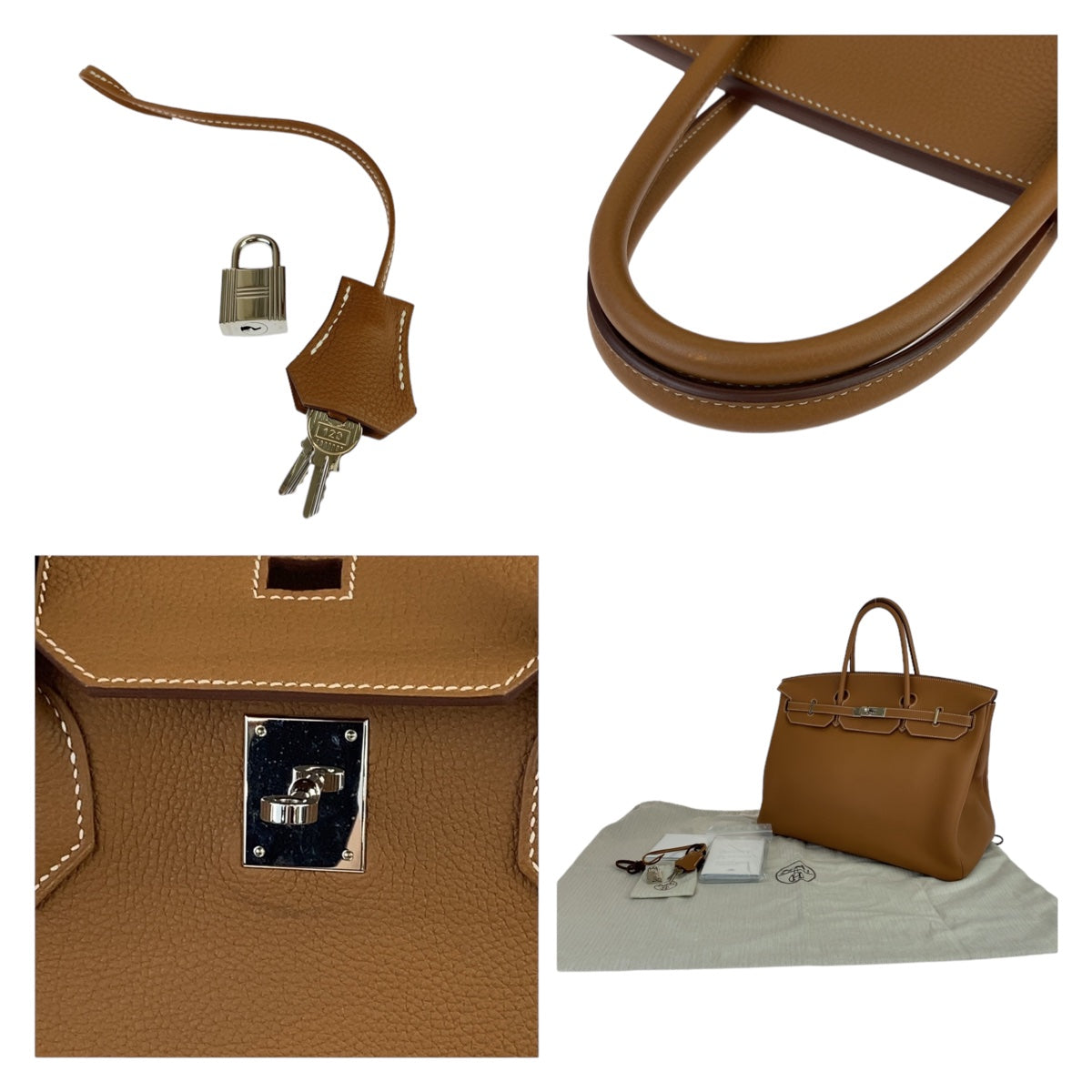 HERMES エルメス バーキン40 2023年製 ゴールド ブラウン シルバー金具 トゴ ハンドバッグ トートバッグ B刻印  レディース