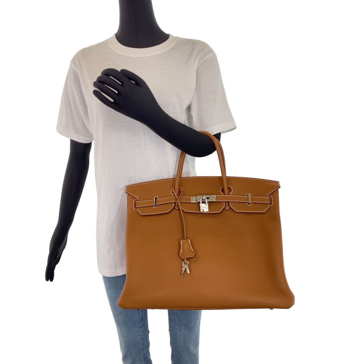 HERMES エルメス バーキン40 2023年製 ゴールド ブラウン シルバー金具 トゴ ハンドバッグ トートバッグ B刻印  レディース