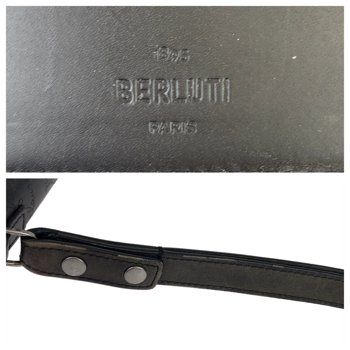 Berluti ベルルッティ スクリット タリ ブラック 黒 ブラウン シルバー金具 レザー 長財布 ロングウォレット クラッチバッグ  メンズ