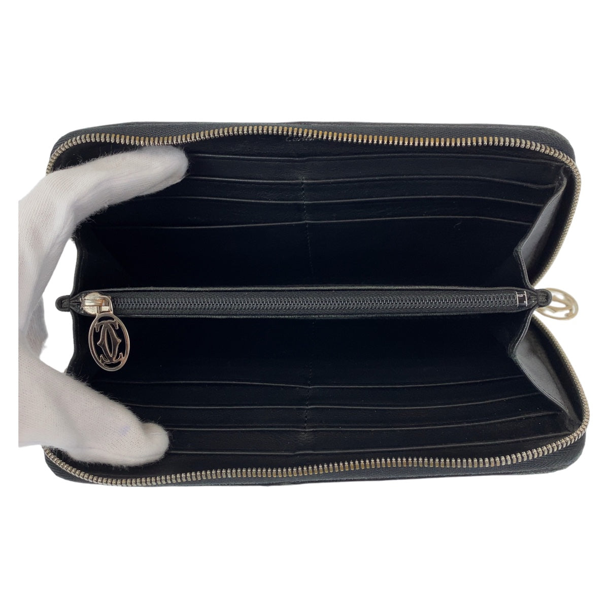 10967
CARTIER カルティエ ハッピーバースデー ブラック シルバー金具 パテントレザー 長財布 ロングウォレット  メンズ