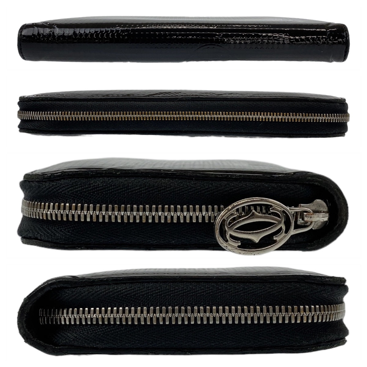 10967
CARTIER カルティエ ハッピーバースデー ブラック シルバー金具 パテントレザー 長財布 ロングウォレット  メンズ