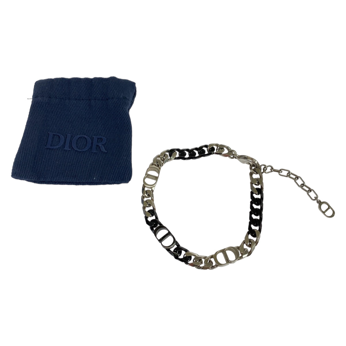 Dior ディオール CD 1947  Birkenstockコラボ シルバー ブラック 黒 メタル ブレスレット CDロゴ  メンズ