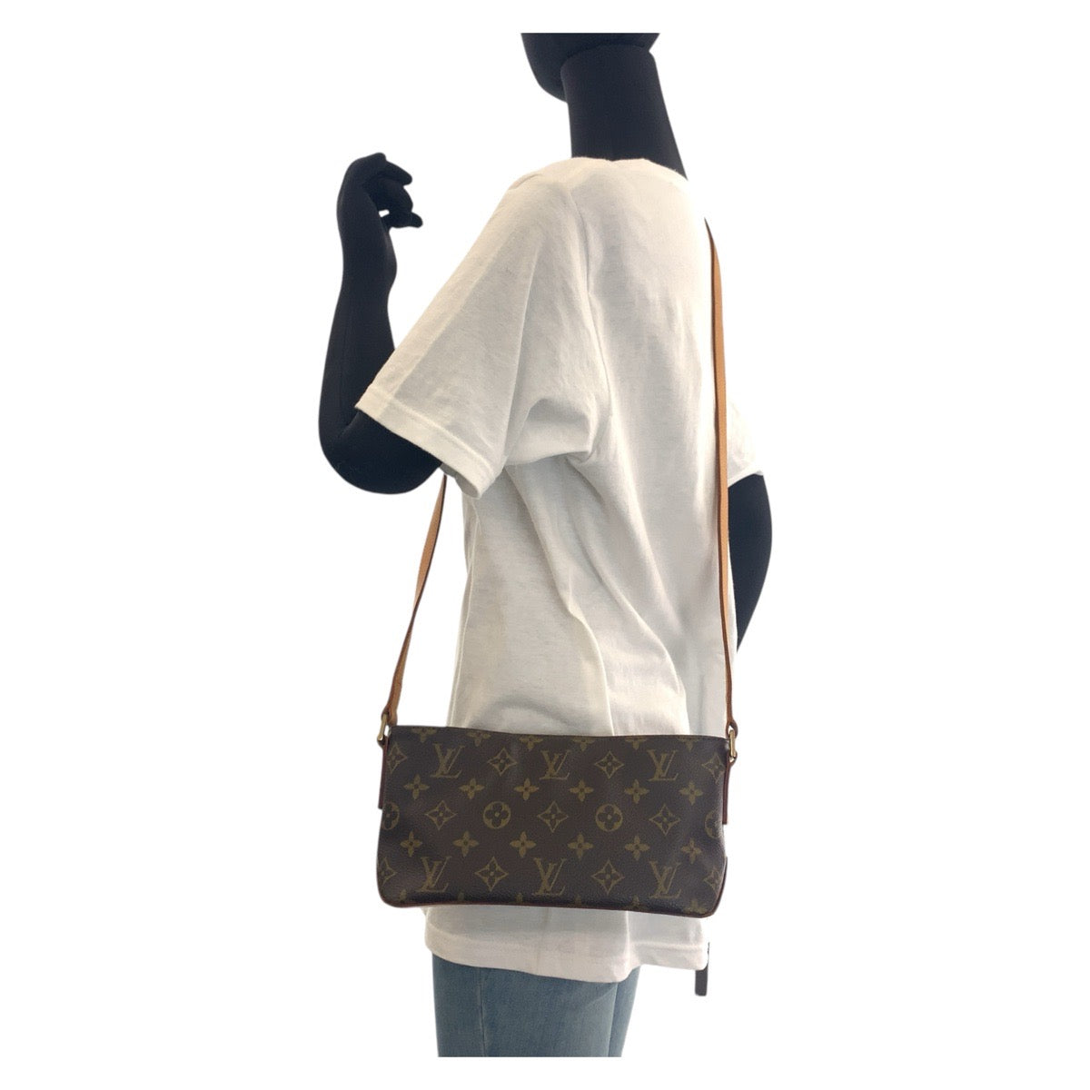 12844
LOUIS VUITTON ルイヴィトン モノグラム トロター ブラウン ゴールド金具 PVC / レザー M51240 ショルダーバッグ ポシェット  レディース