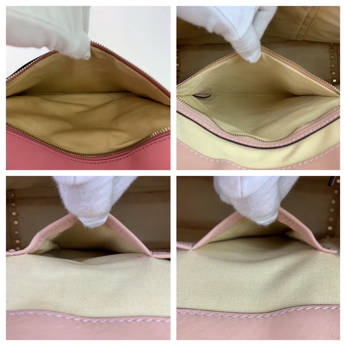 VALENTINO ヴァレンティノ ロックスタッズ ピンク グリーン 緑 ゴールド金具 レザー ショルダーバッグ トートバッグ  レディース