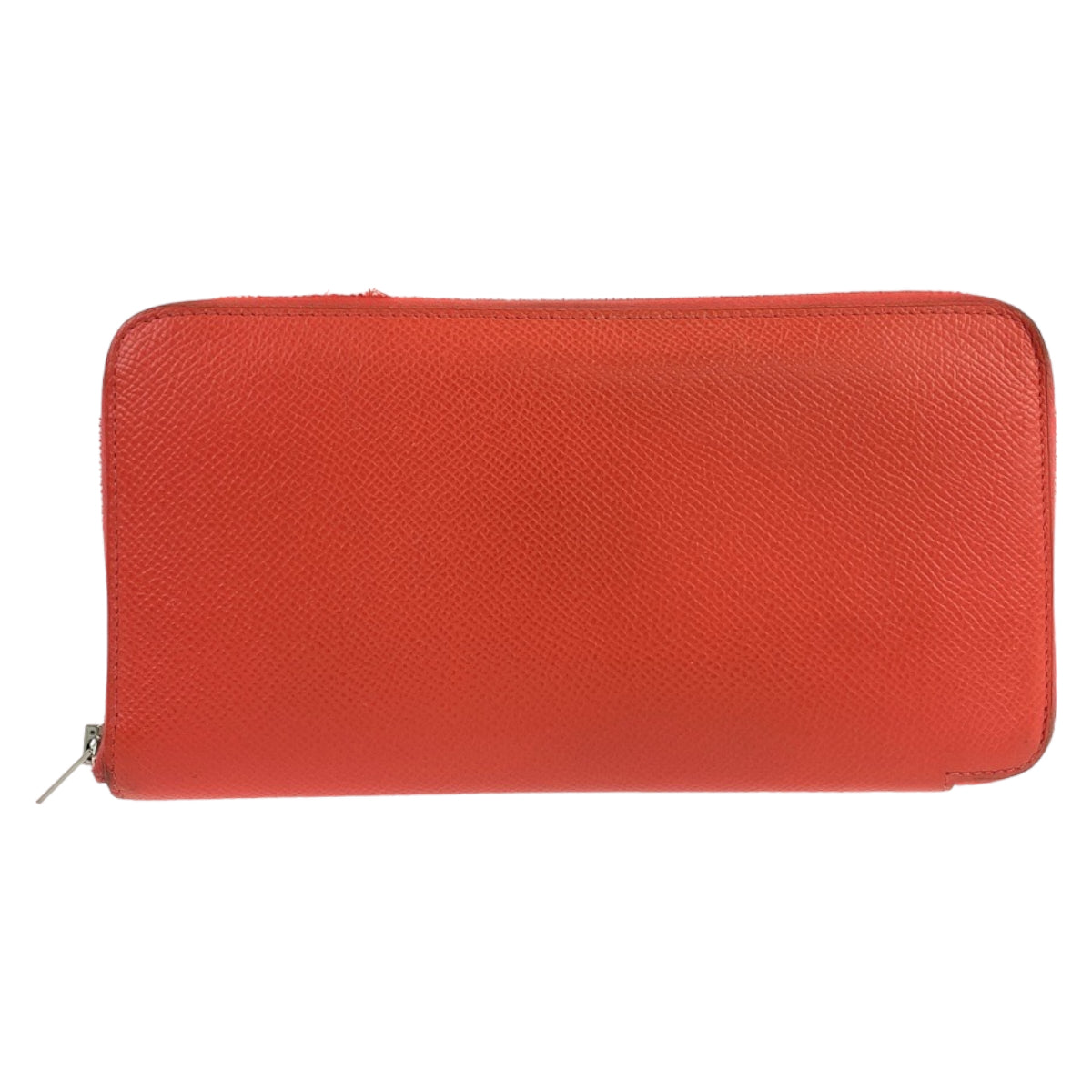 10975
 HERMES Azap Long Silk In Red Orange Epsom Leather Long Wallet Round Zipper A Stamp Women's