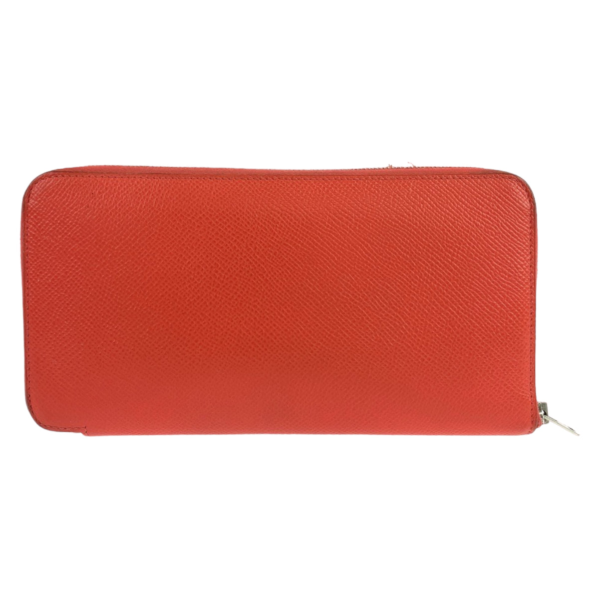 10975
 HERMES Azap Long Silk In Red Orange Epsom Leather Long Wallet Round Zipper A Stamp Women's